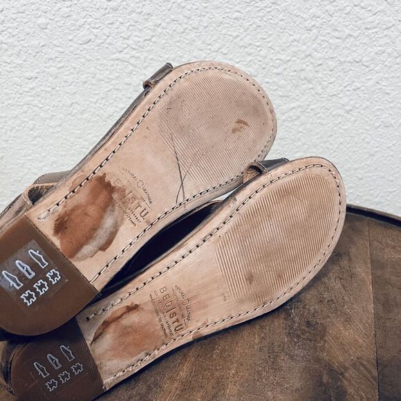 Bed Stu Leather Soto Distressed Flat Back-Zip Sandals Women's Size 8 - Picture 7 of 9